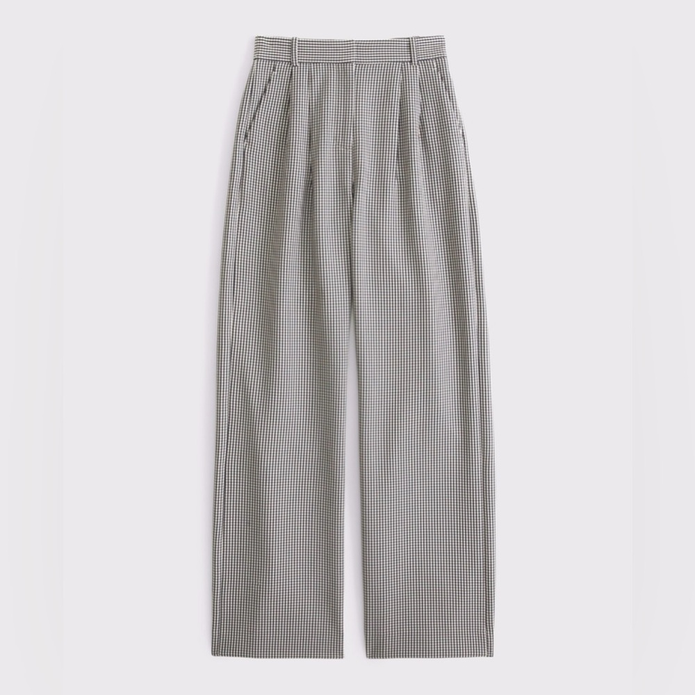 NWOT Abercrombie Sloane High Rise Wide Leg Tailored Pant, Gingham, Size 25 Reg - Picture 6 of 15